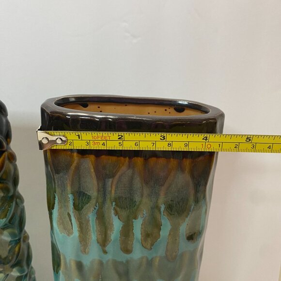 Kirkland's Tall Ceramic Decorative Vases Set Of 2 - Teal & Brown Gradient - Picture 8 of 10